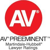 The logo for av preeminent martindale hubbell lawyer ratings.