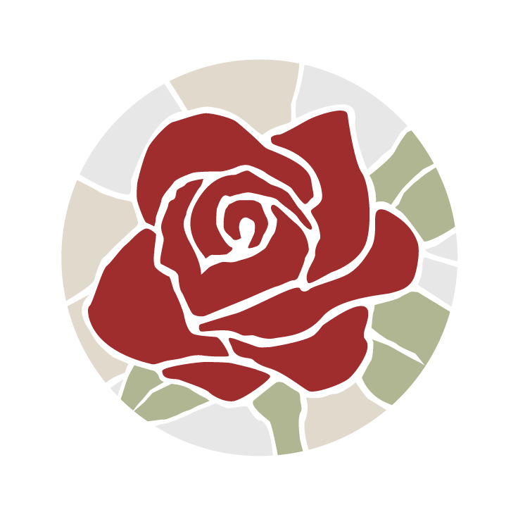 A white rose logo