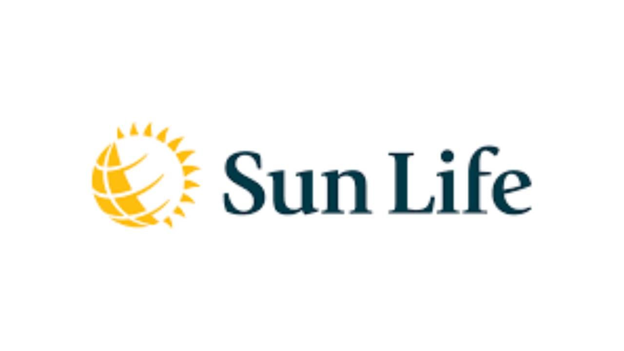 Sun Life logo: a yellow stylized globe icon to the left of the company name "Sun Life" in dark blue text.