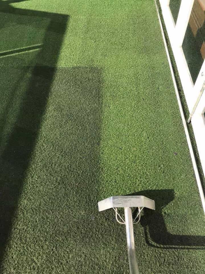 Carpet Cleaning Machine Cleaning an Outdoor Carpet — Carpet Cleaners in Tatura, VIC