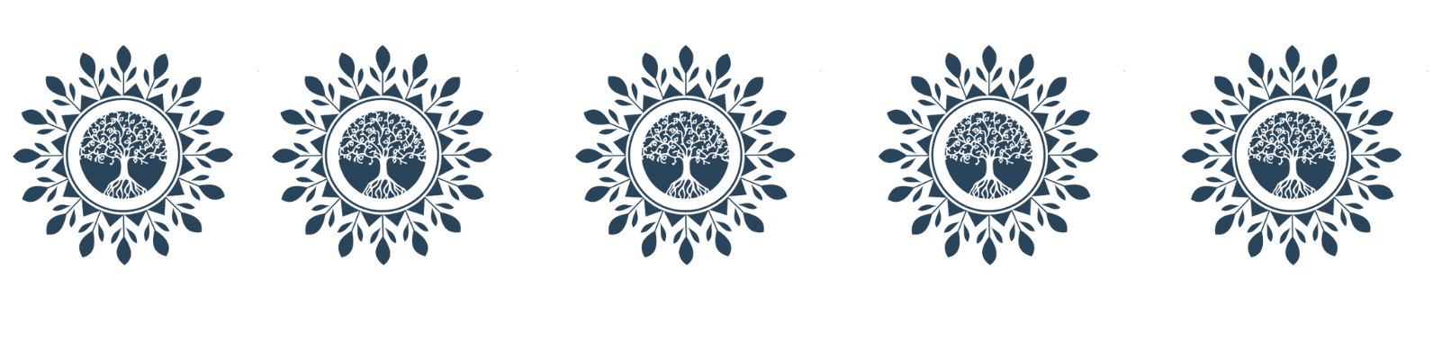 Uma fileira de flocos de neve azuis e brancos em um fundo branco.