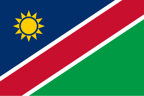 Die Flagge Namibias zeigt eine gelbe Sonne