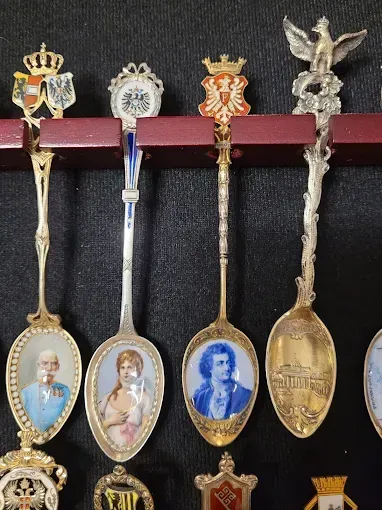 Close-up of decorative spoons.