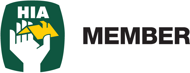 A logo for HIA member with a hand holding a card.