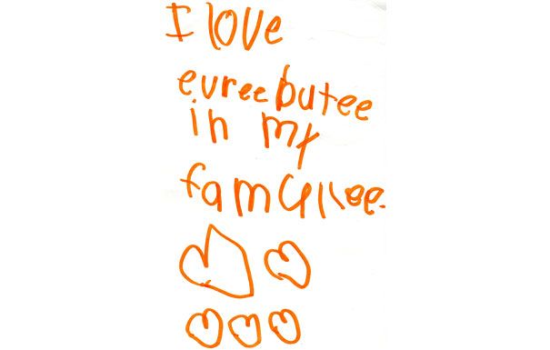 Orange child's drawing: 