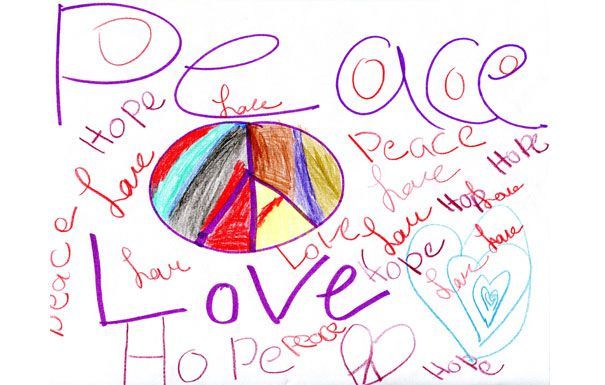 A drawing with the words 