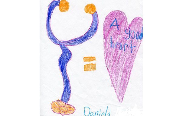 Drawing of stethoscope equals heart with 