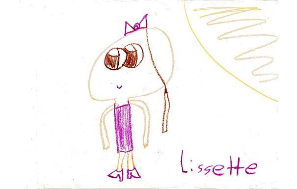 Child's drawing of a character named 