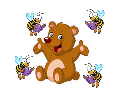 Teddy Bear and honey bees cartoon image