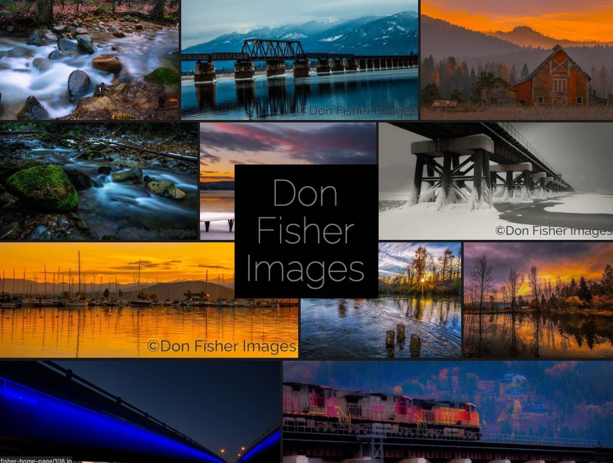 A collage of don fisher images shows a variety of landscapes.
