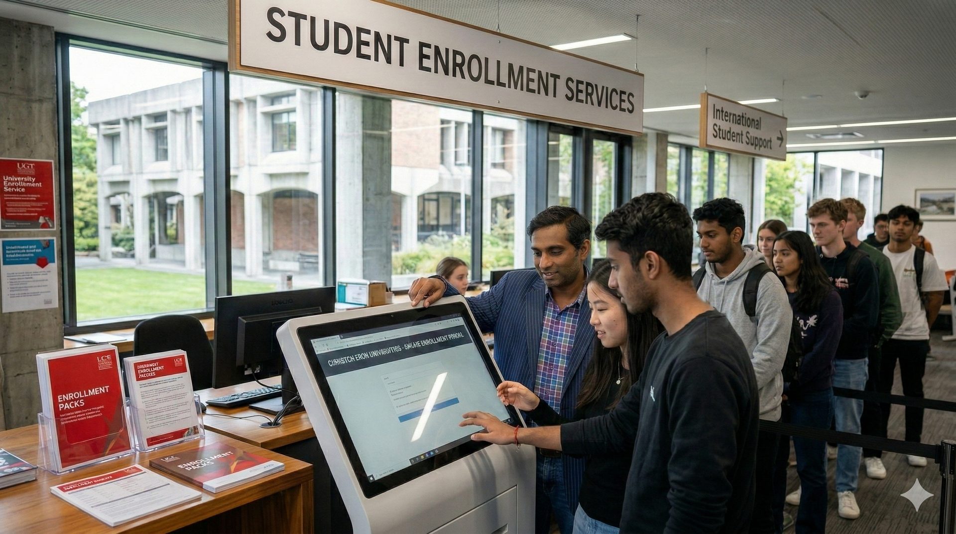 A group of students are having a meeting in an office.