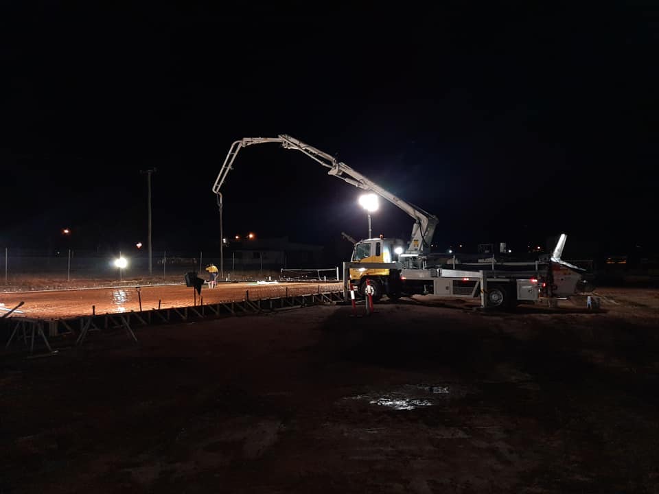 Concrete pumping slab at night — Gallery in Townsville, QLD