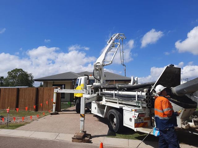 Concrete Pumping Truck on Driveway — On The Mark Concrete Pumping in Townsville, QLD