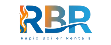 Logo for Rapid Boiler Rentals: blue and orange stylized text 