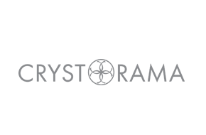 A logo for crystorama is shown on a white background.