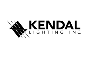 A black and white logo for kendal lighting inc.