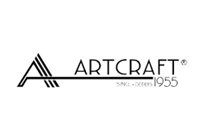 A black and white logo for a company called artcraft.