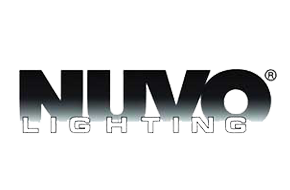 A logo for nuvo lighting is shown on a white background.