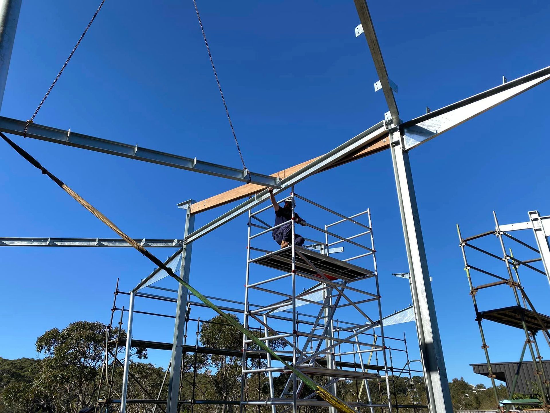 Metal Structures In A Construction Site — BM Steel Fabrication In Forster, NSW