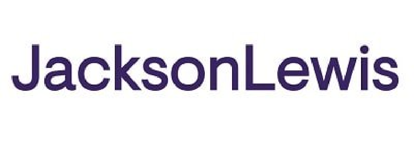 The logo for jackson lewis is purple and white on a white background.