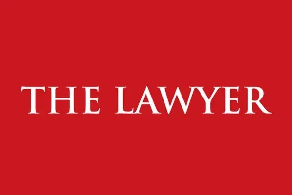 The lawyer logo is on a red background