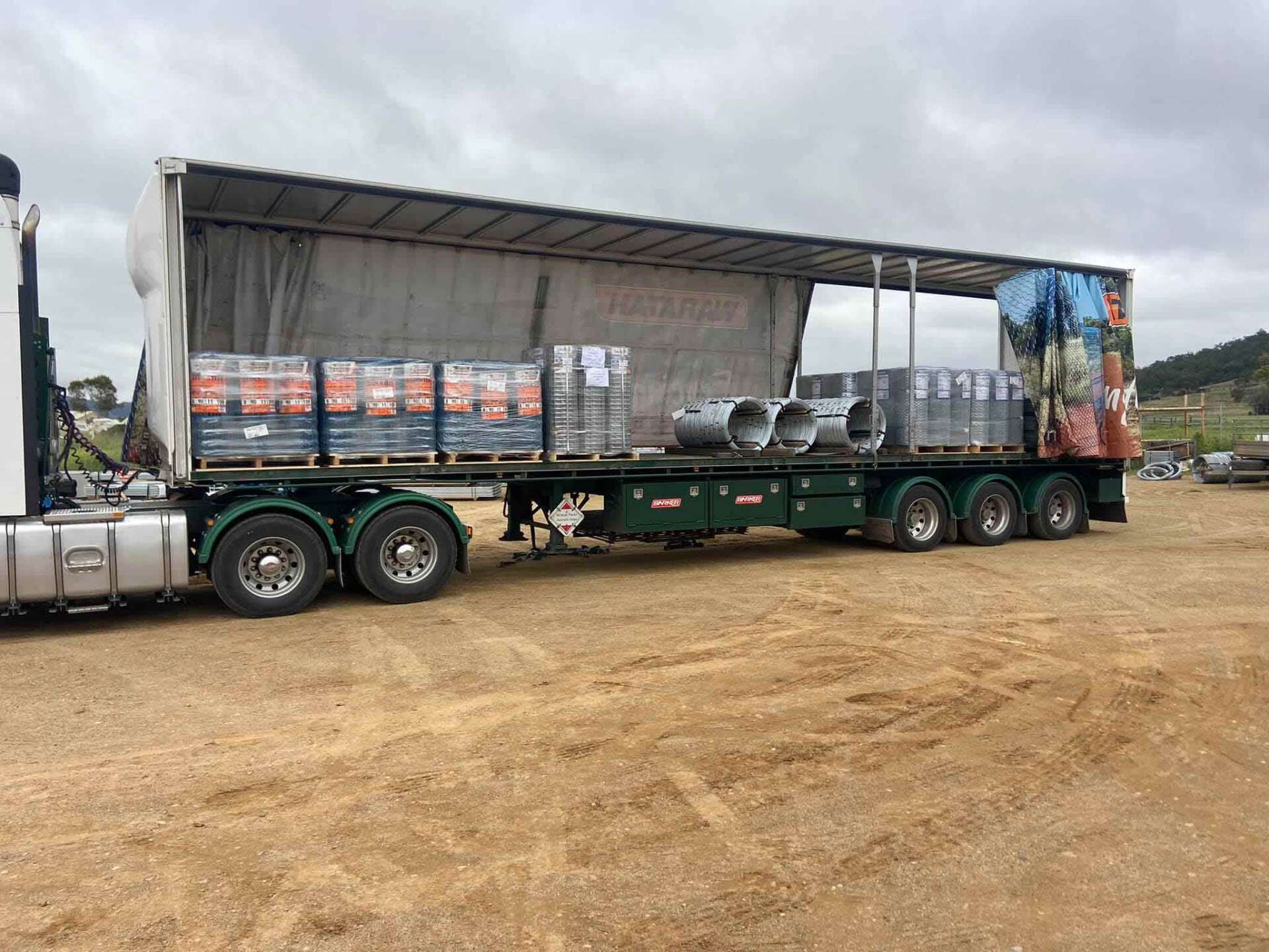 A truck with fencing materials — Agricultural Supplies in Murrurundi, NSW
