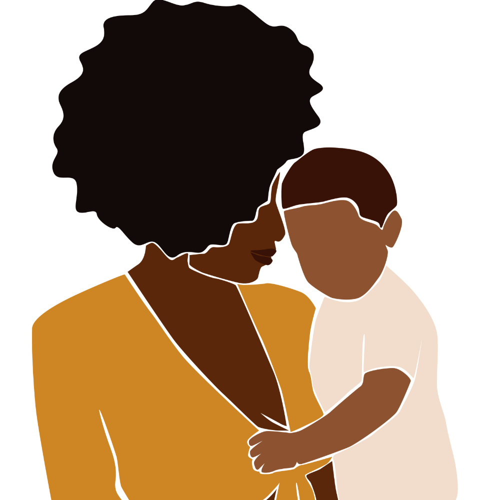 A woman is holding a baby in her arms.