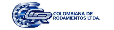 Logo de Colombiana de Rodamientos Ltda. en azul y blanco sobre fondo blanco.