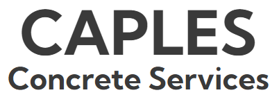 The logo for caples concrete services is black and white.