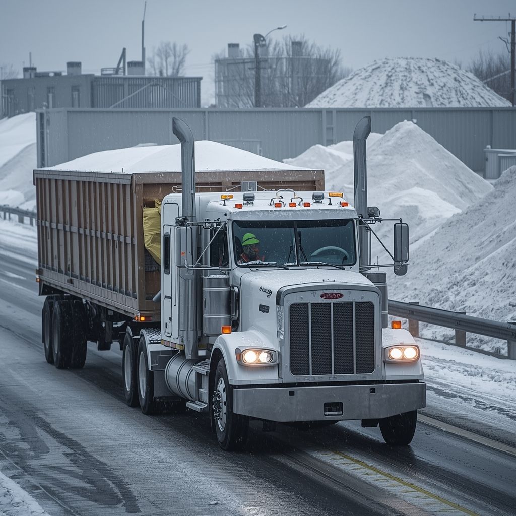 Silver flatbed truck with