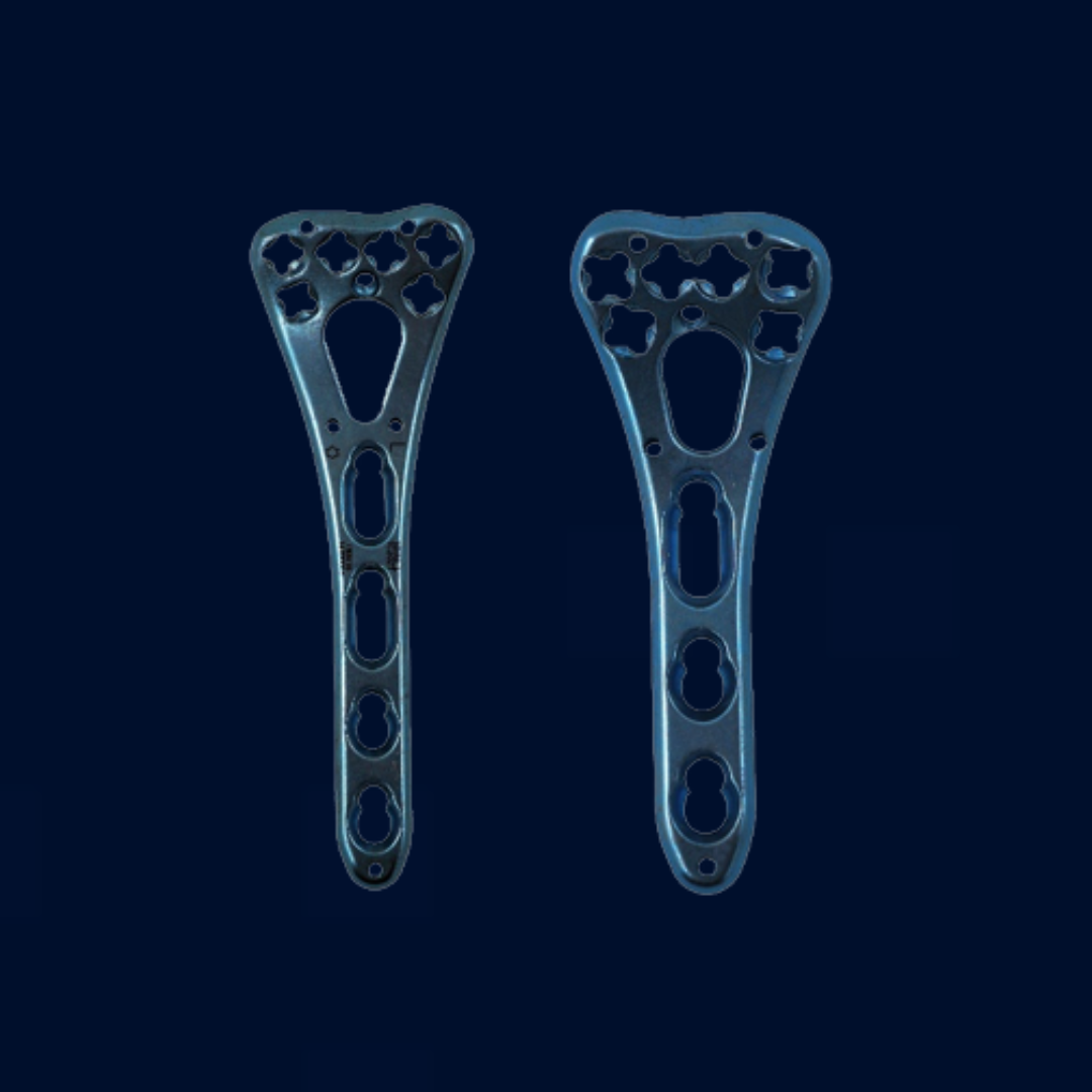 Una placa de metal con tornillos fijados a ella sobre un fondo blanco.