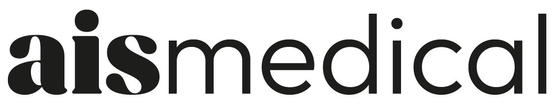 Un primer plano del logotipo de Aismedical sobre un fondo blanco.