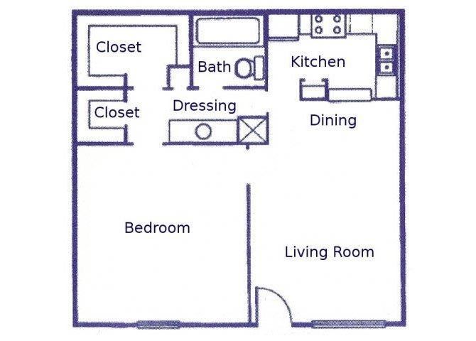 1 Bed, 1 Bath, 600 Sq. Ft.