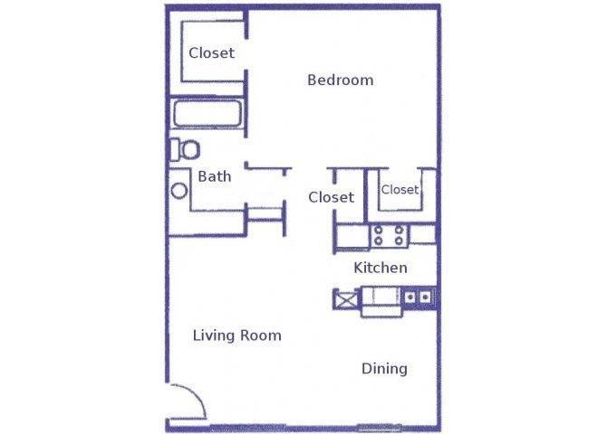 1 Bed, 1 Bath, 660 Sq. Ft.