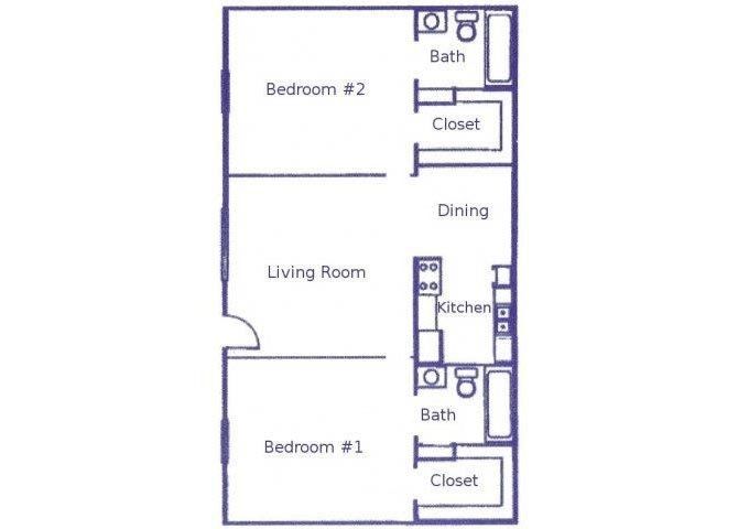 2 Bed, 2 Bath, 996 Sq. Ft.