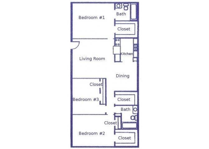 3 Bed, 2 Bath, 1128 Sq. Ft.