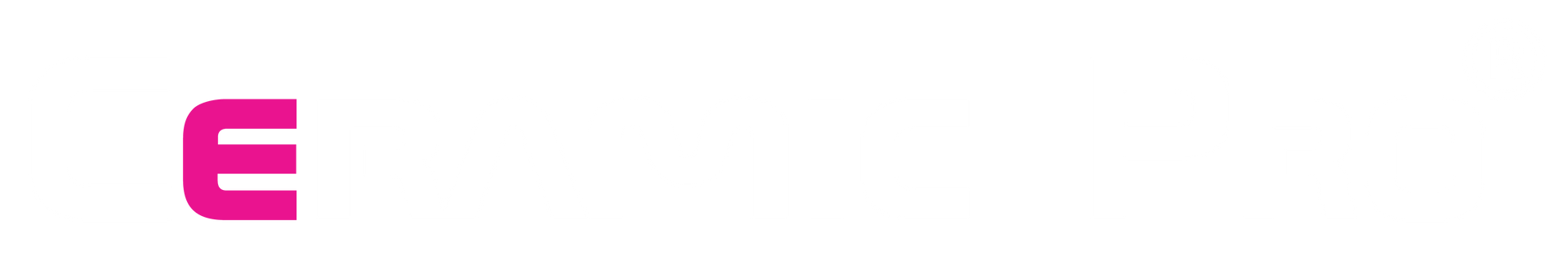 A pink letter e is floating in the air on a white background.