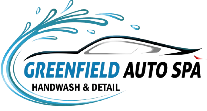 A logo for greenfield auto spa handwash and detail.