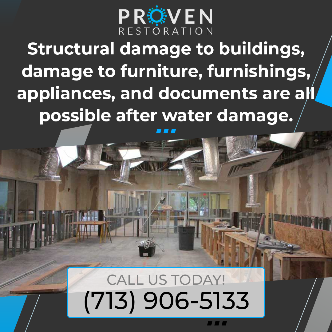 Structural damage to buildings after water damage.