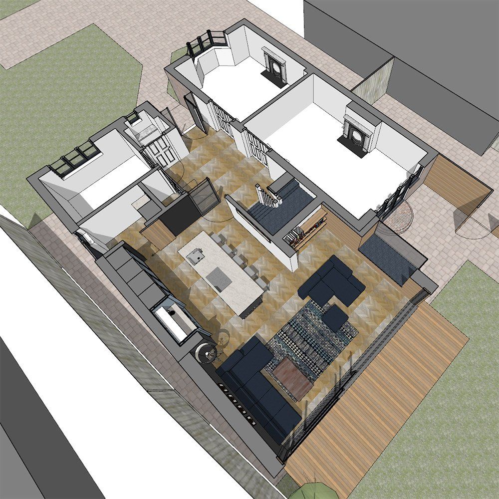 virtual 3D floor plan view of ground floor