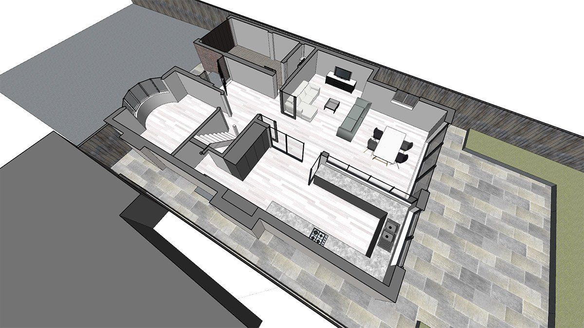 3D virtual floor plan of ground floor