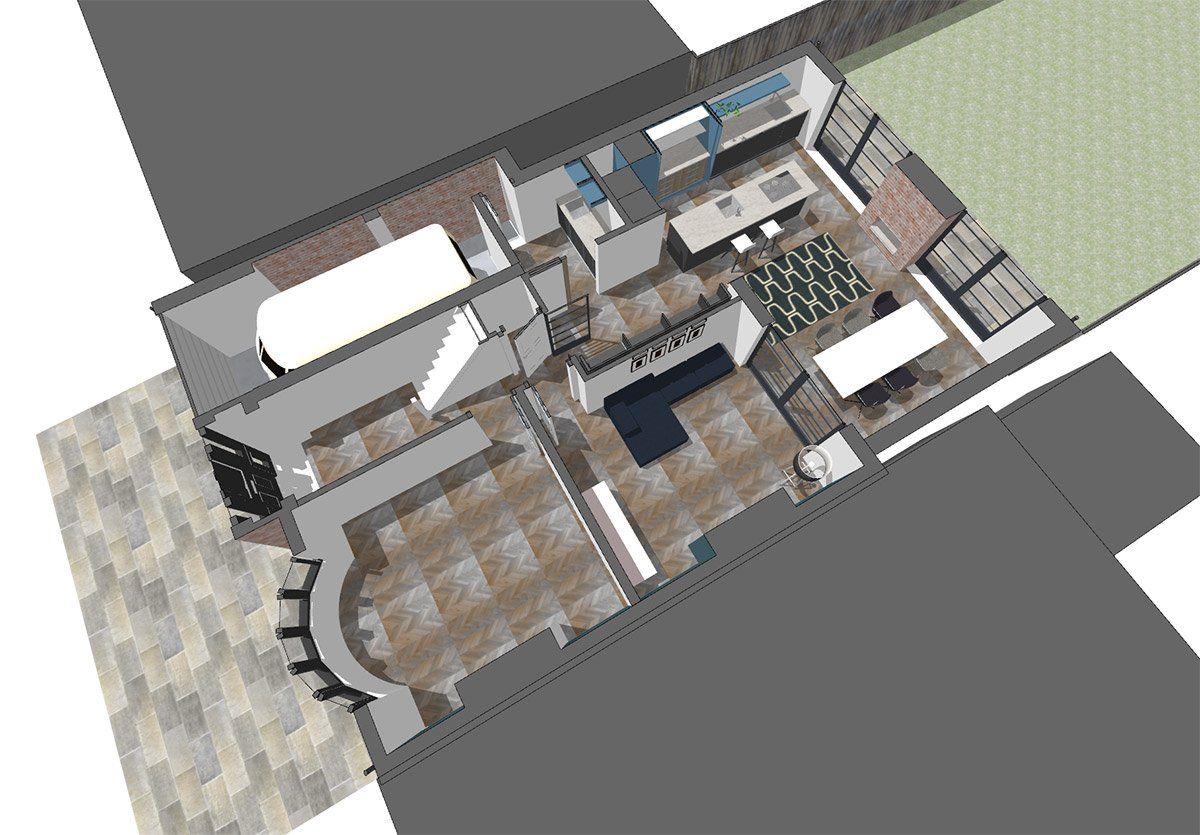 3d virtual floor plan of ground floor