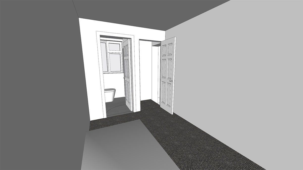 virtual view of landing and bathroom