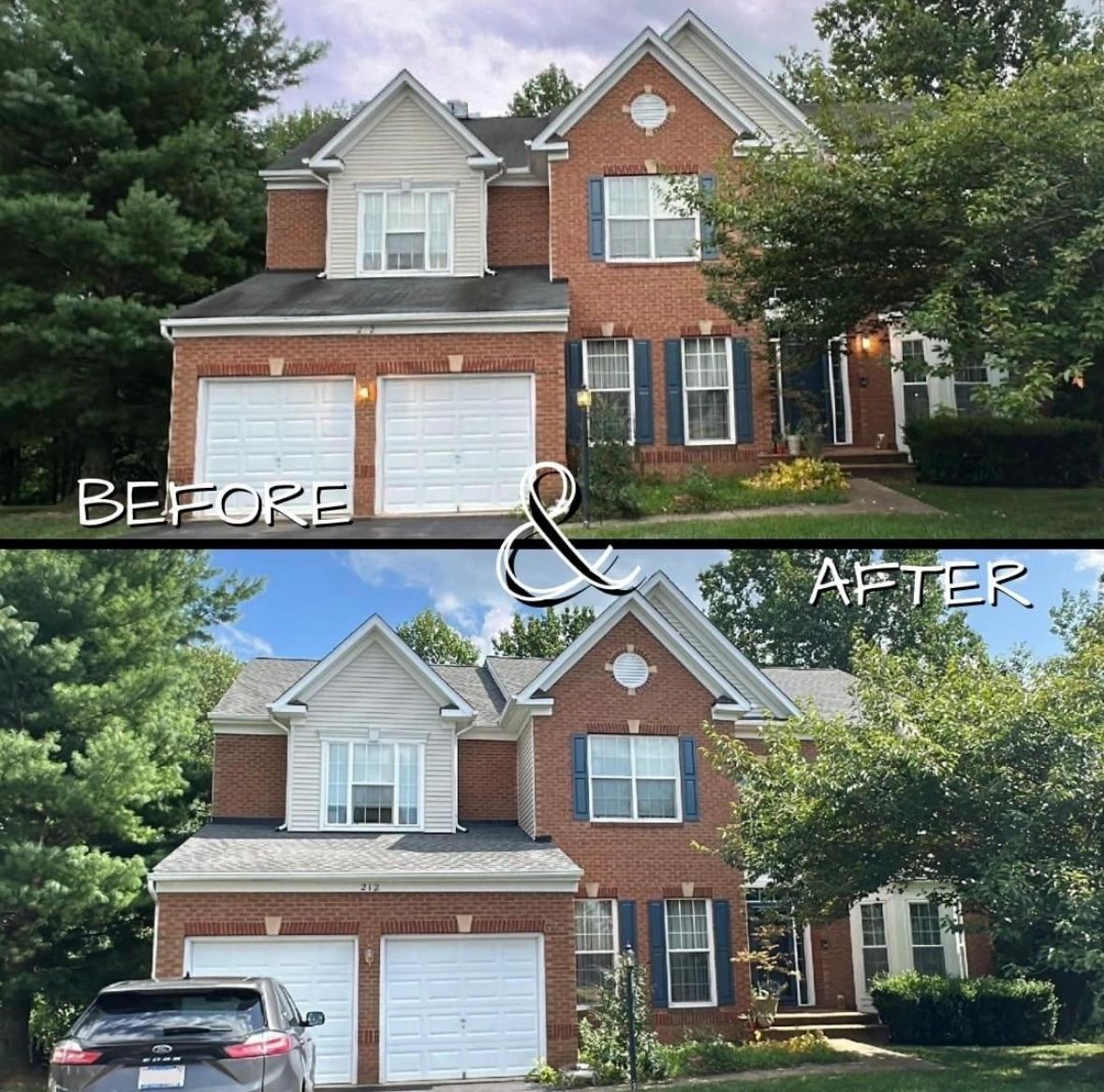 A Before And After Photo Of A Brick House - Ravenna, Ohio - PRCA