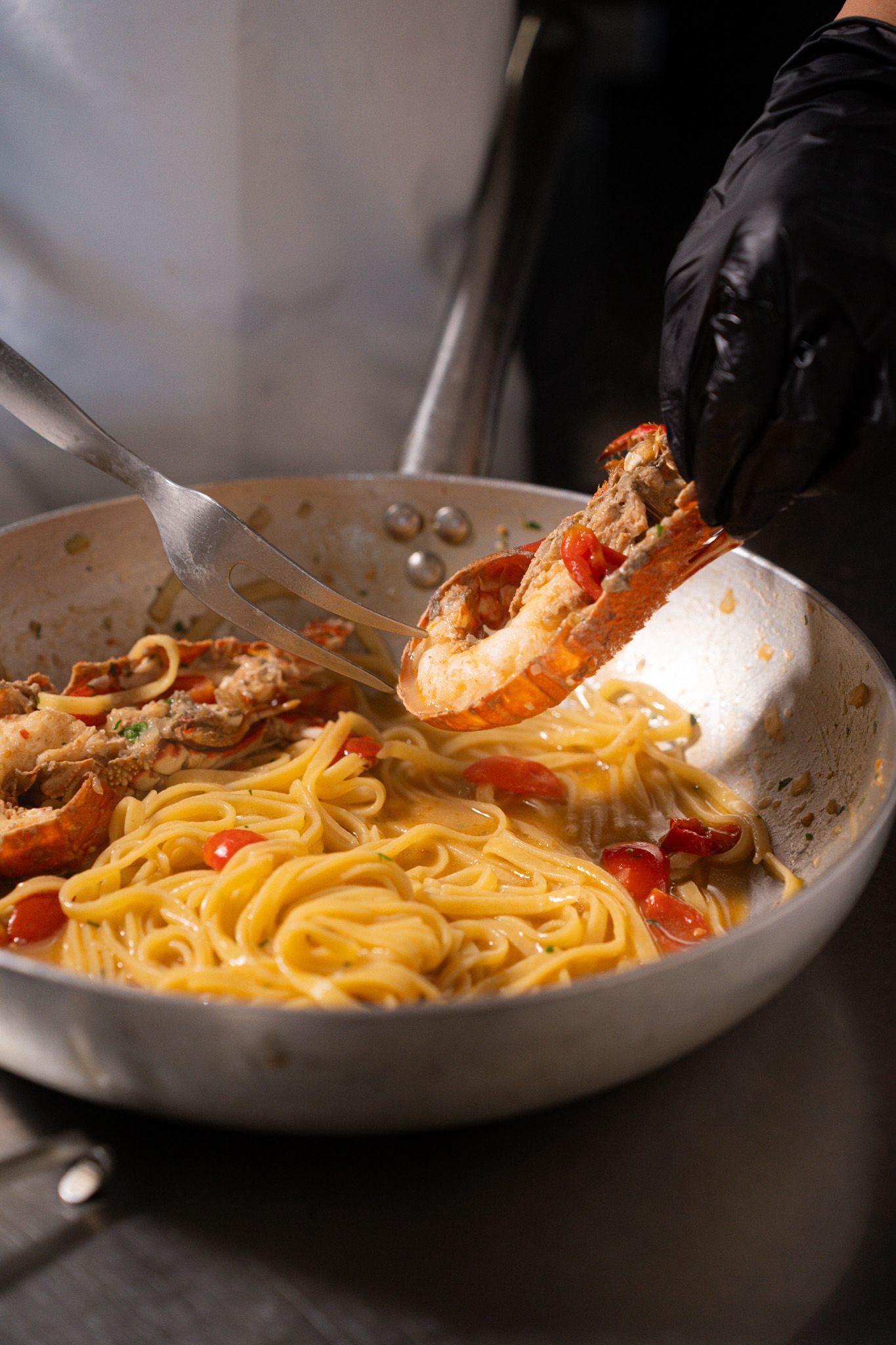 spaghetti con gamberi