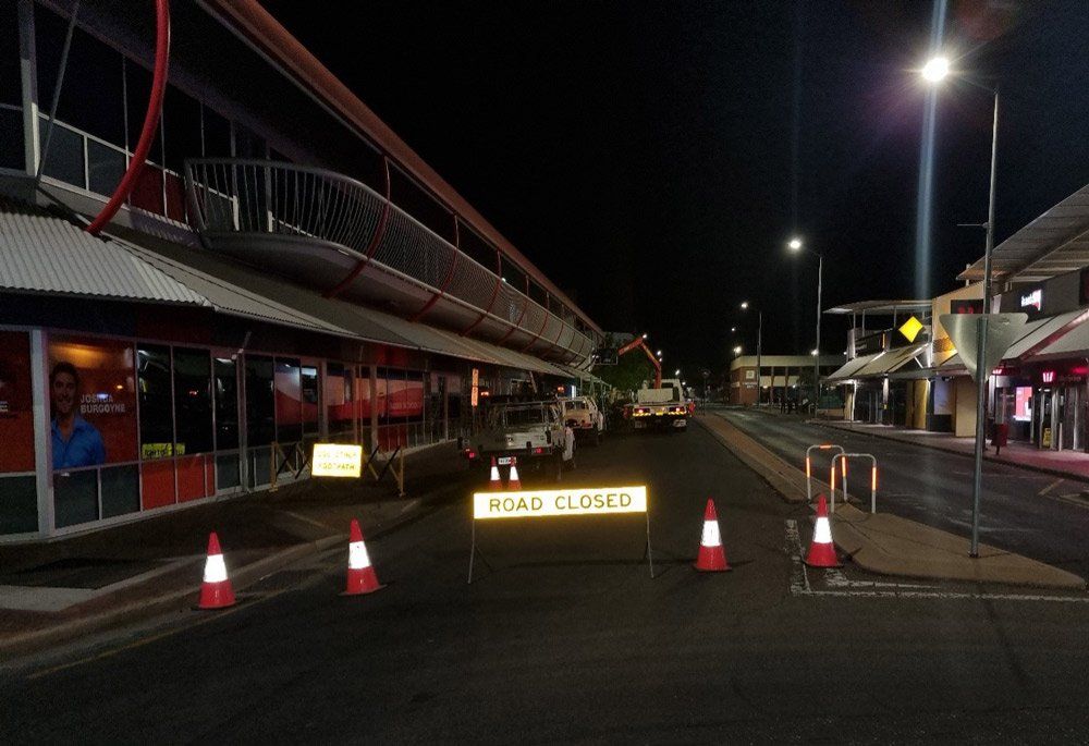 Road Closed Sign And Traffic Cones — Diamond Traffic Designs In Alice Springs NT