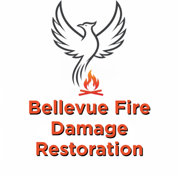 Logo for Bellevue Fire Damage Restoration: Phoenix over fire, orange text.