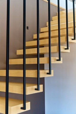 Wood and metal staircase with minimalist design