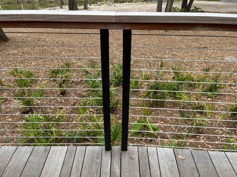 cable railing used on wood porch in Colonial Town Center