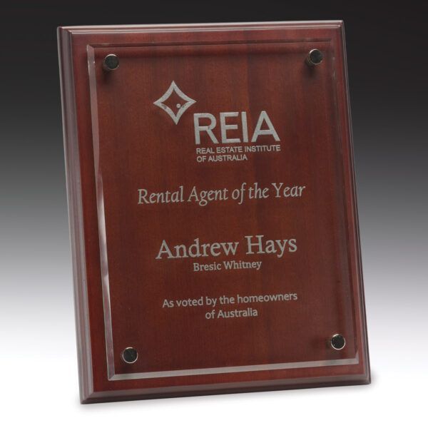 A Brown Wooden Plaque With GOld Writing On It — Gala Trophies In Wollongong, NSW